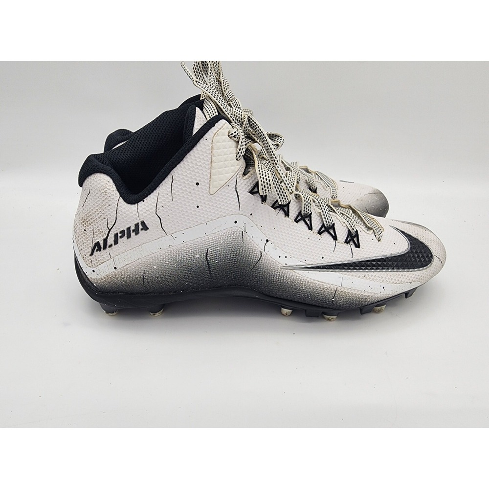 Men's Nike Alpha Pro‎ 2, 3/4 TD Football Cleat 719927 100, size 11 White/Black